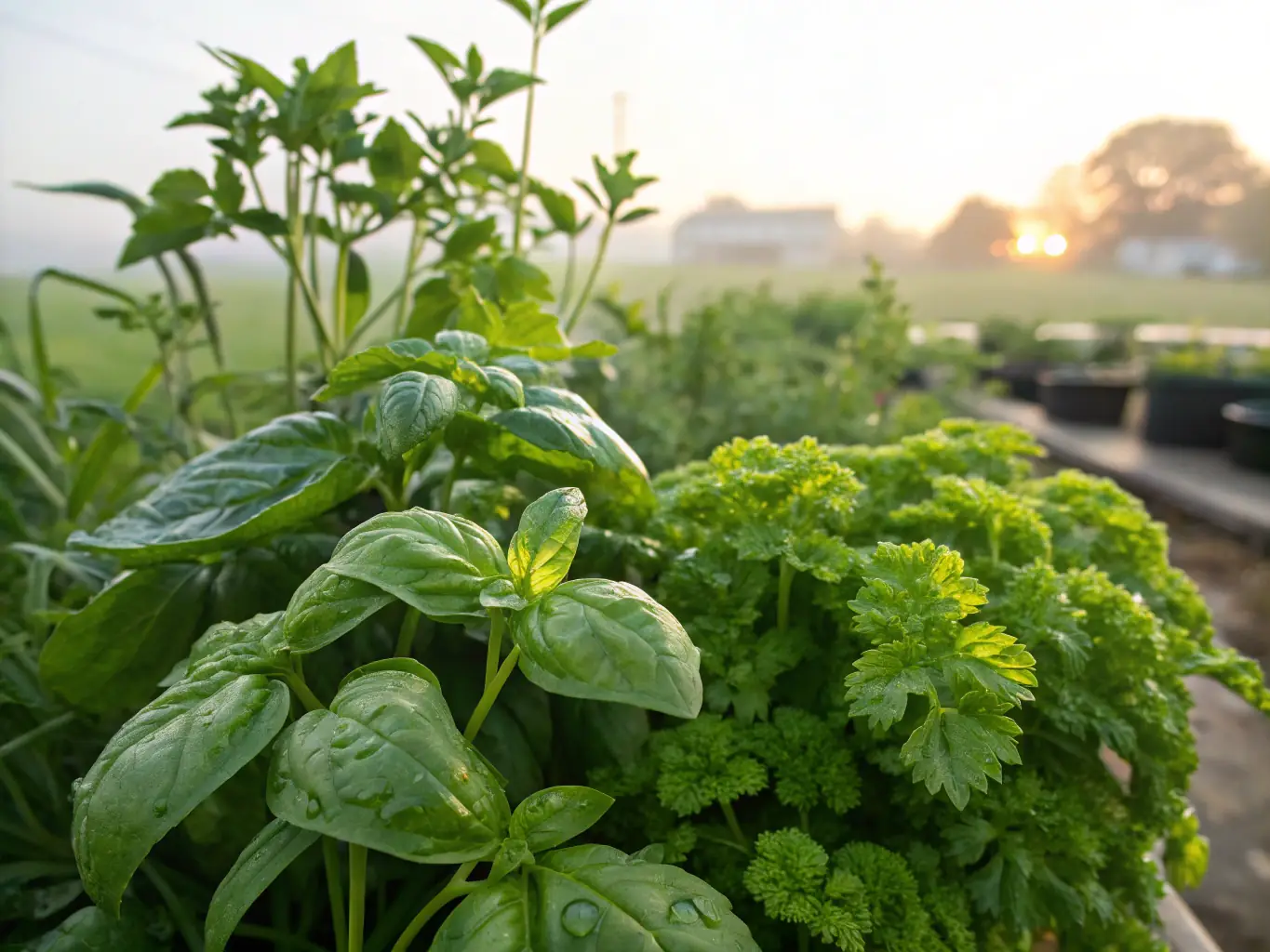 A close-up shot of a person's hands gently harvesting fresh herbs from a garden, showcasing the connection between nature and well-being.